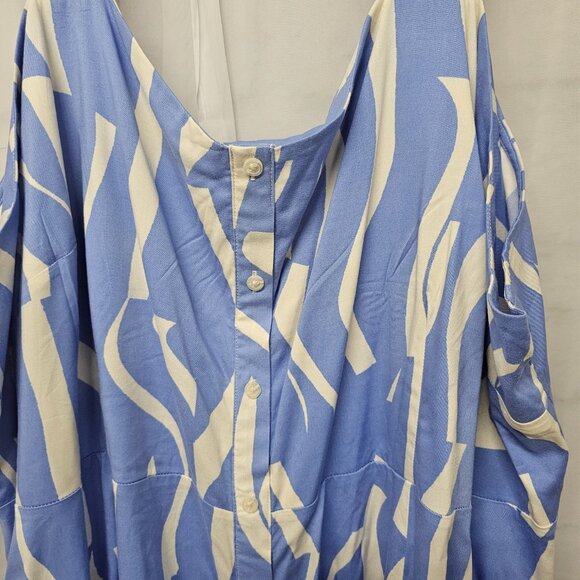 Ava & Viv Periwinkle Blue White Sleeveless Maxi Dress Festival Boho Abstract 4X - Picture 3 of 10